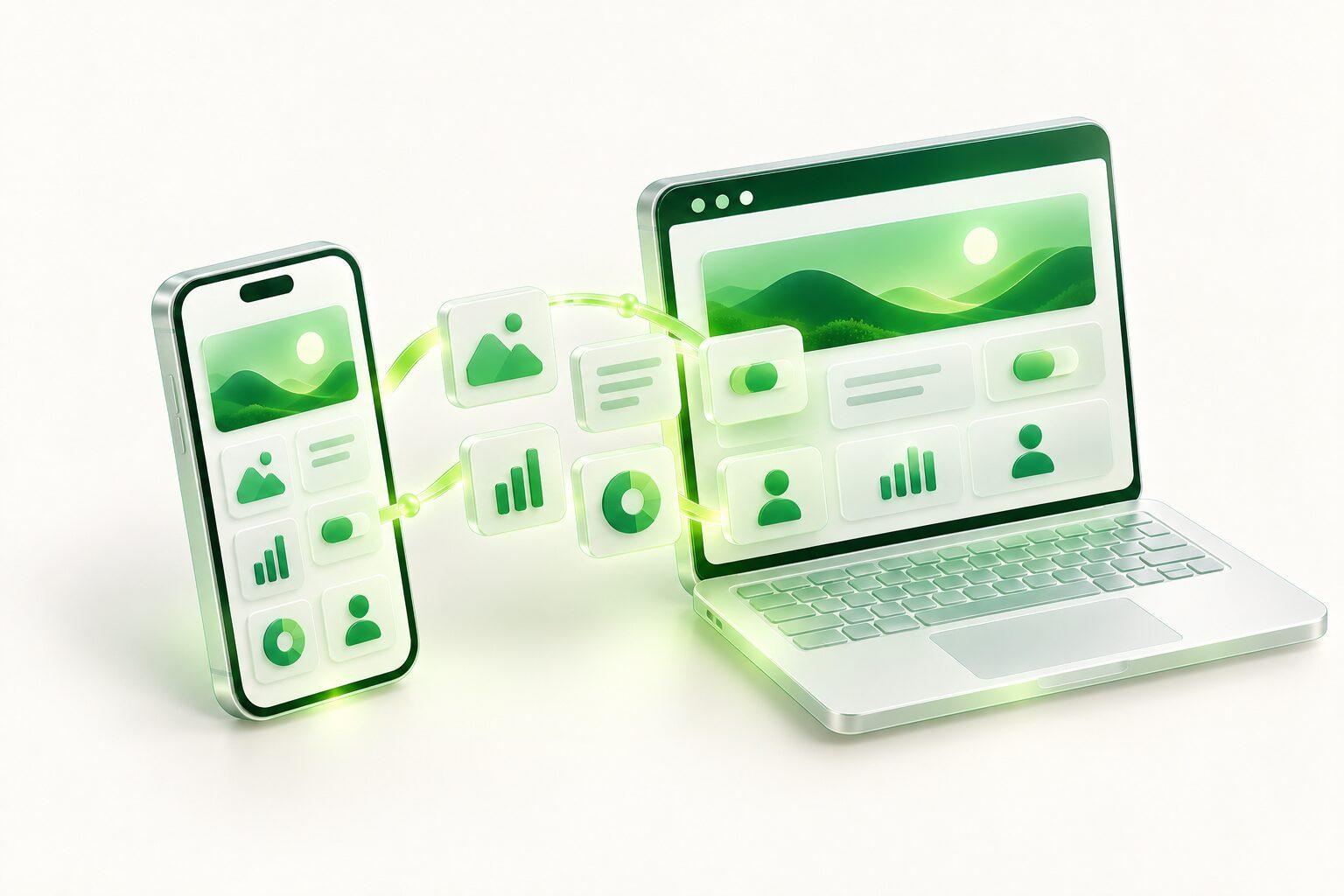 A phone and a laptop sharing the same interface cards
