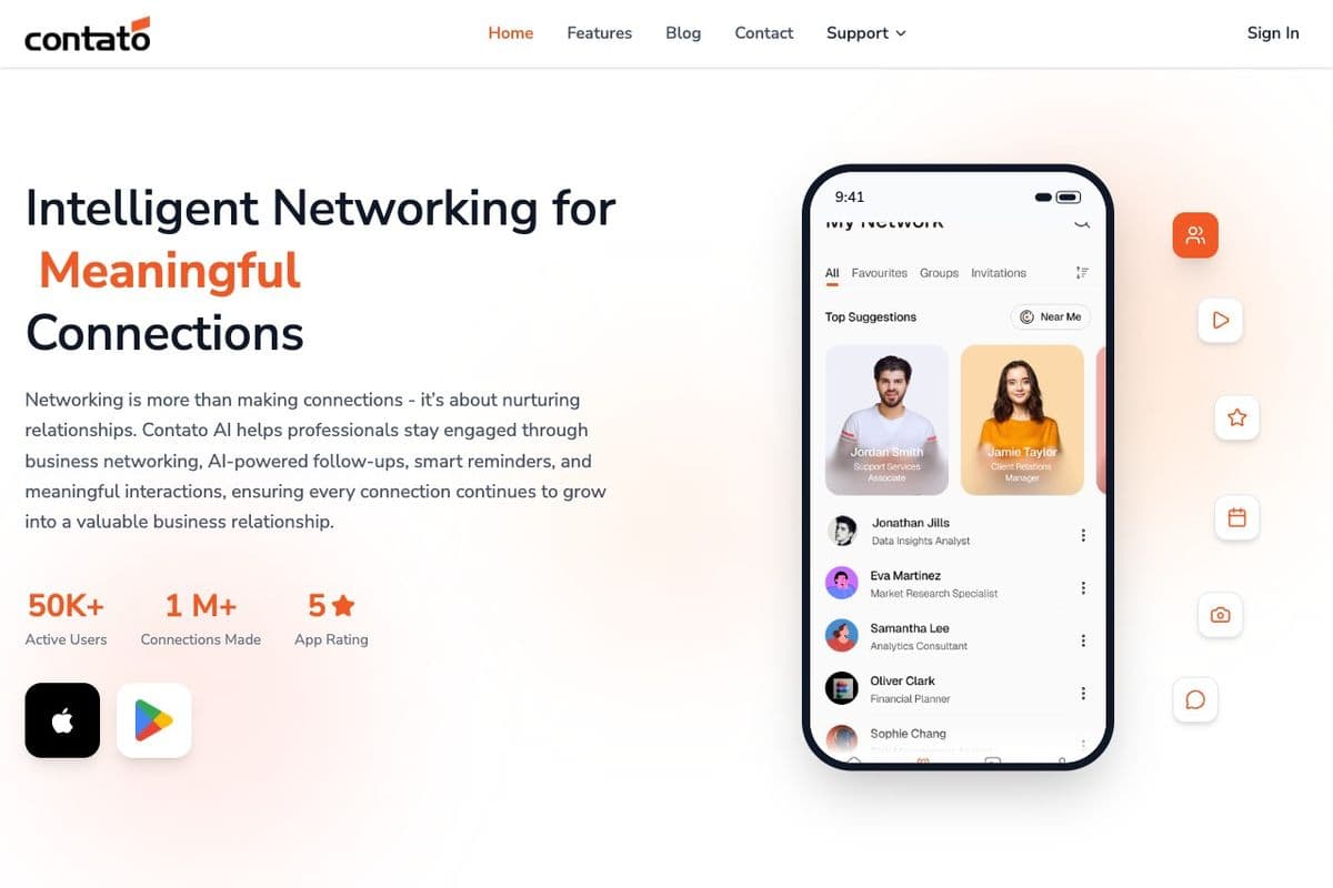 Screenshot of the Contato website